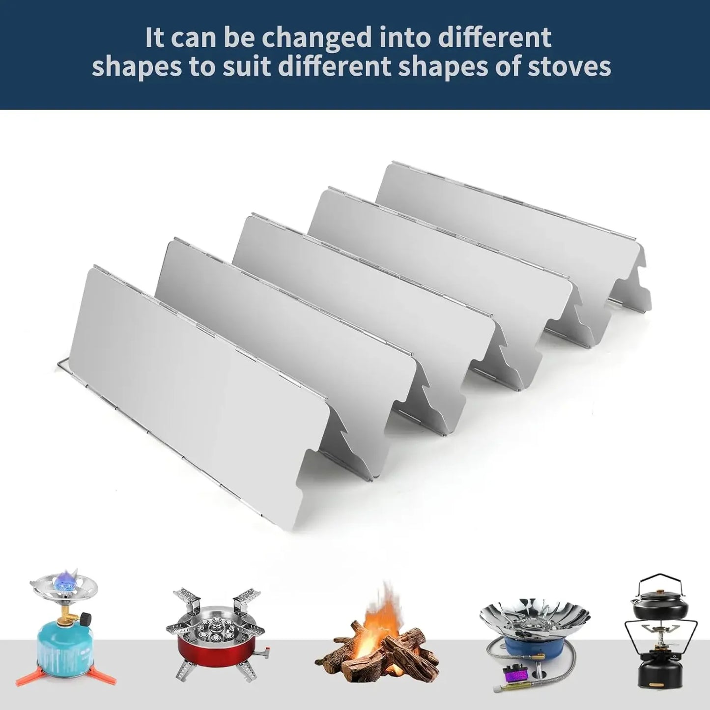 9/10/12 Plates Stove Windscreen, Aluminum Stove Windshield with Drawstring Bag, for Camping, Butane Stoves