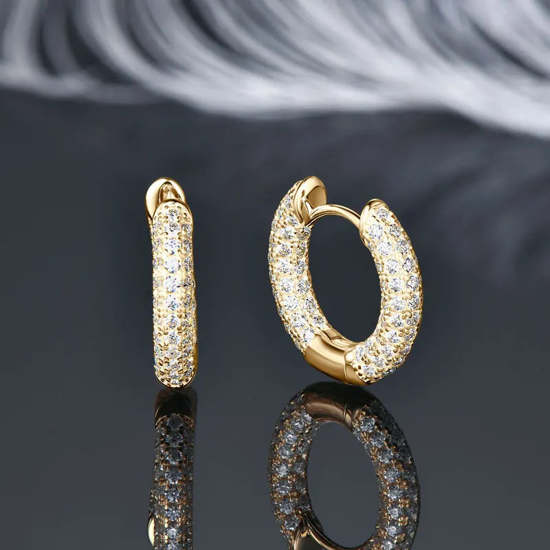IOGOU 925 Sterling Silver Full Moissanite Diamond Earrings for Women Men Ice Out Hoop Earrings Fine Jewelry 2025 Hip Hop Fashion