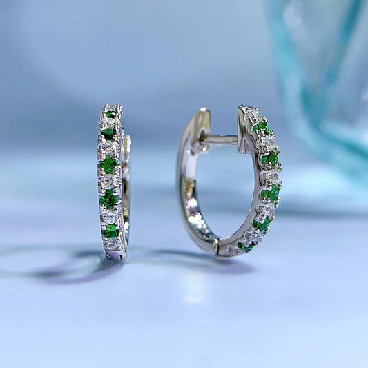 Wong Rain 925 Sterling Silver Sapphire Emerald Ruby High Carbon Diamond Gemstone Hoop Earrings Wedding Fine Jewelry Wholesale