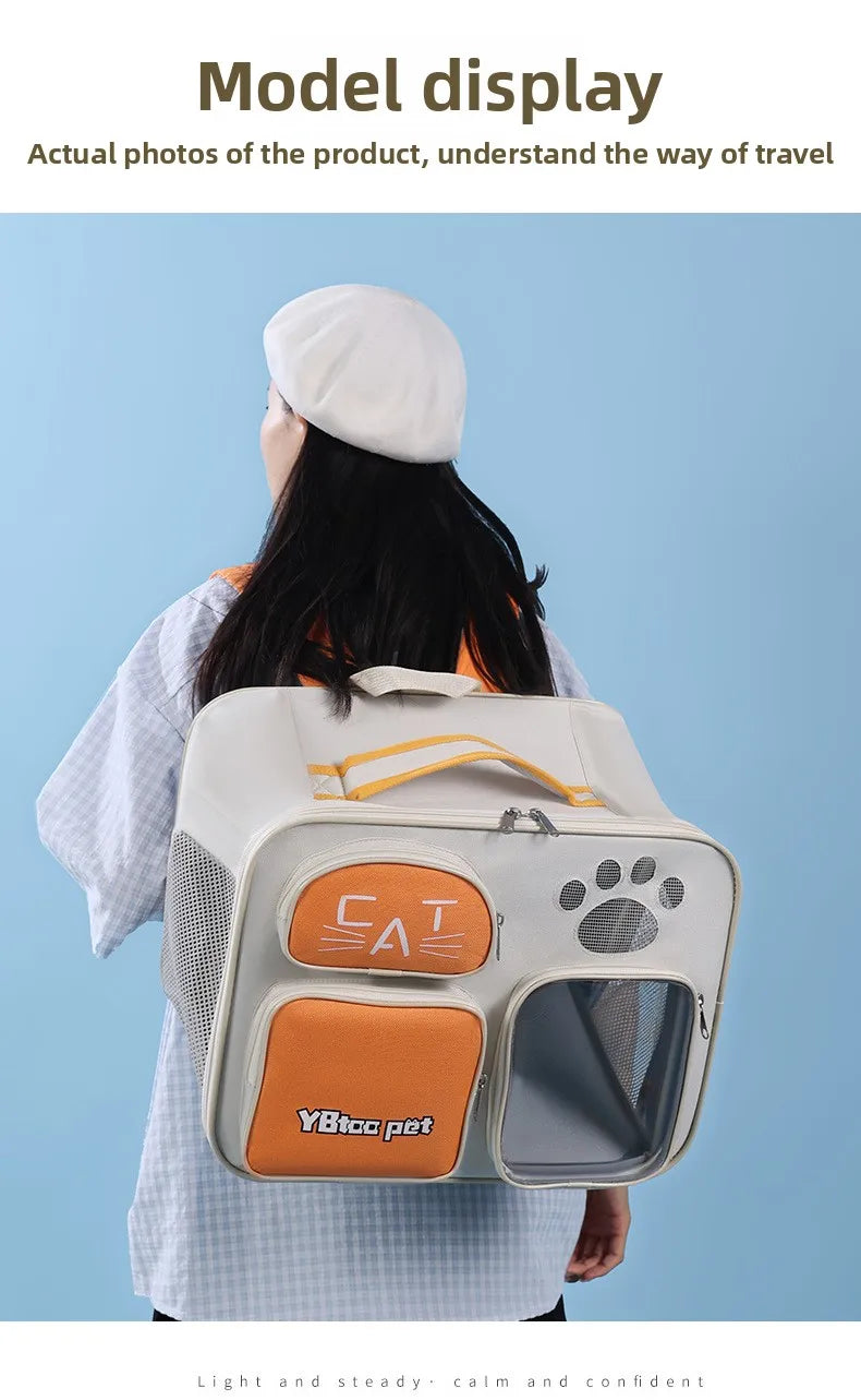 New arrivalpure color large-capacity pet bag outdoor backpack cat bag outing bag portable shoulder crossbody bag cat cage