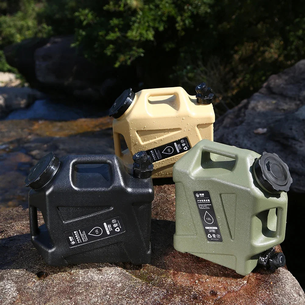 12L Camping Water Container Outdoor Water Bucket Large Capacity Portable Water Bag Detachable Faucet Picnic Drive Water Tank