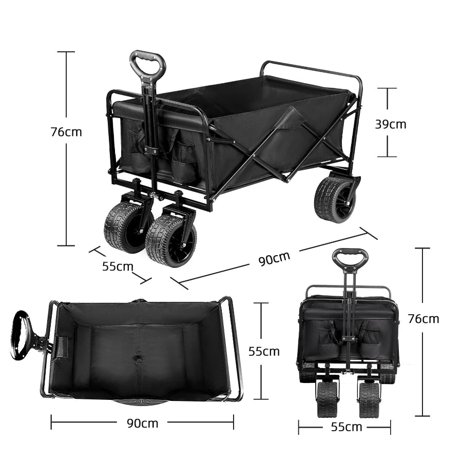 Big Tank Wheels Beach Wagon for Sand 500lbs Large Capacity Foldable Cart Garden Outdoor Picnic Collapse Shopping Trolleys Cart