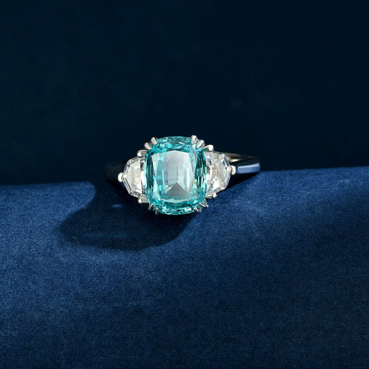 Wong Rain 925 Sterling Silver 4CT Paraiba Tourmaline Padparadscha High Carbon Diamond Gems Wedding Engagement Rings Fine Jewelry