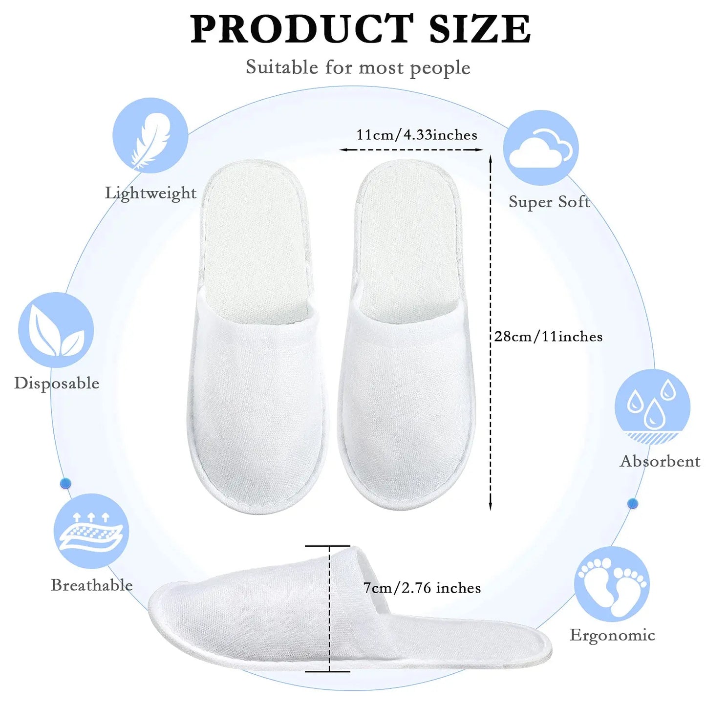 20Pairs Of High-Quality Closed Toe Disposable Plush Non Slip Bathroom Slippers Suitable For Families,Hotels, SPA ,Travel