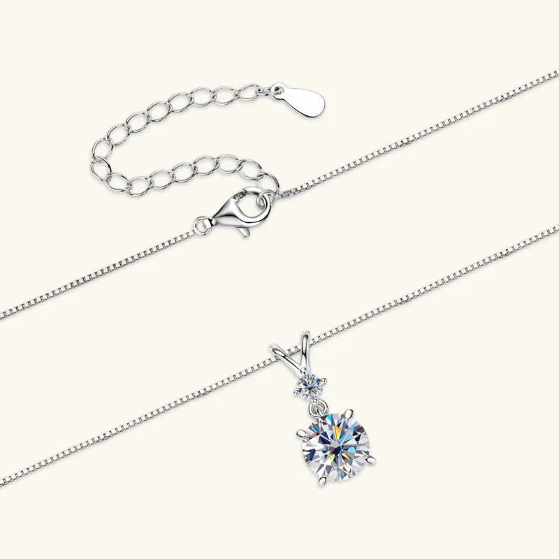 IOGOU 6.5mm/8mm/9mm D VVS1 All Moissanite Diamond Round Pendant Necklace for Women Engagement Luxury Sterling Silver 925 Jewelry
