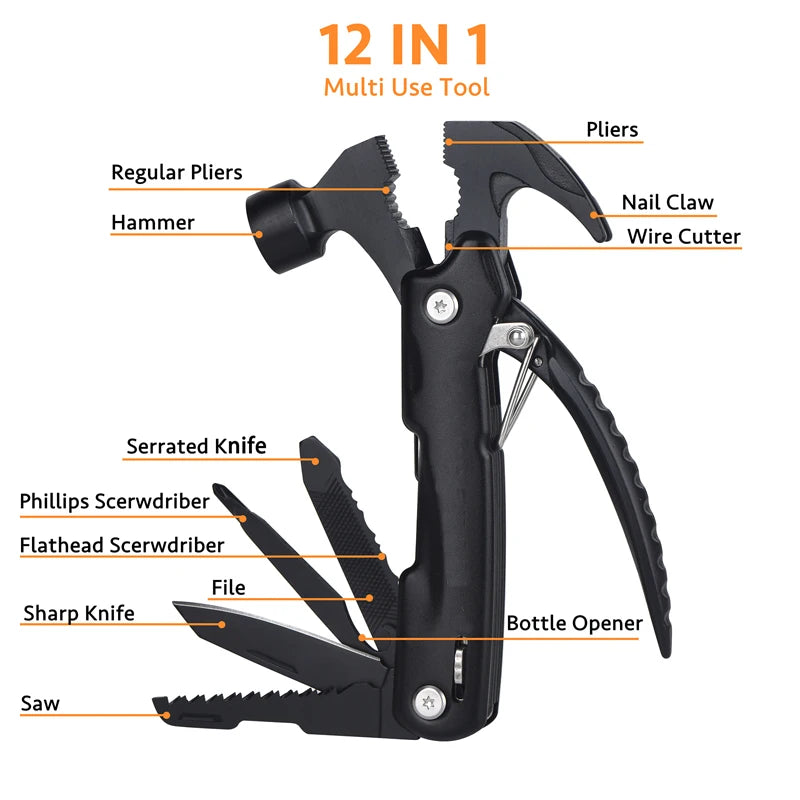 12 in 1 Multi-Purpose Tool, Unique Birthday Gifts for Men, Cool Stuff Gifts, Camping Cool Stuff, Father's Day, Christmas Gifts