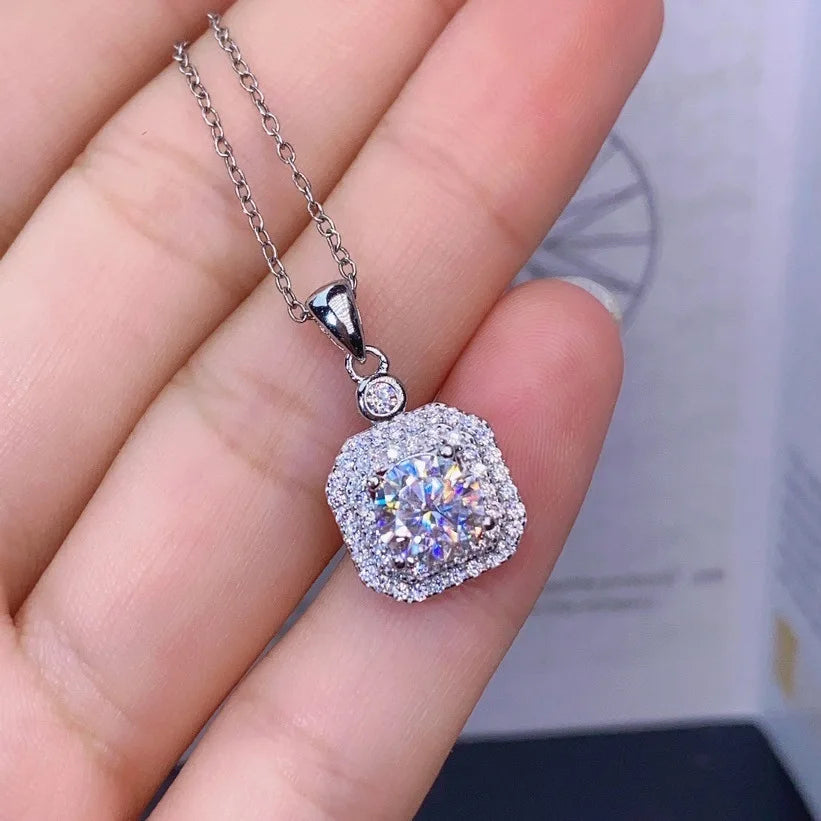 Solitaire 3ct Lab Moissanite Diamond Pendant Real 925 Sterling Silver Charm Party Wedding Pendants Necklace For Women Jewelry