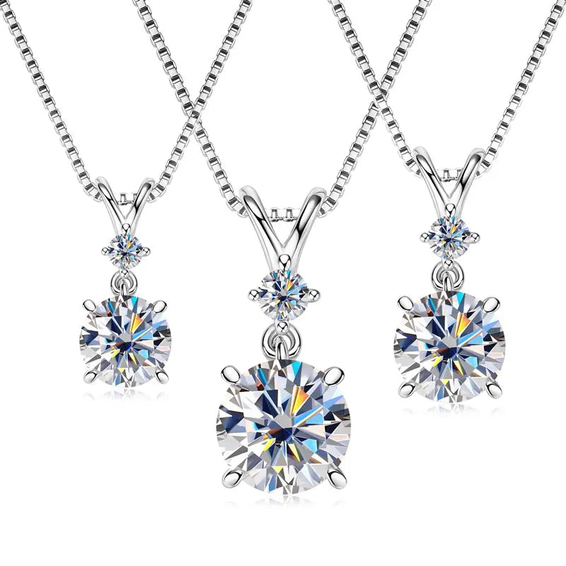 IOGOU 6.5mm/8mm/9mm D VVS1 All Moissanite Diamond Round Pendant Necklace for Women Engagement Luxury Sterling Silver 925 Jewelry
