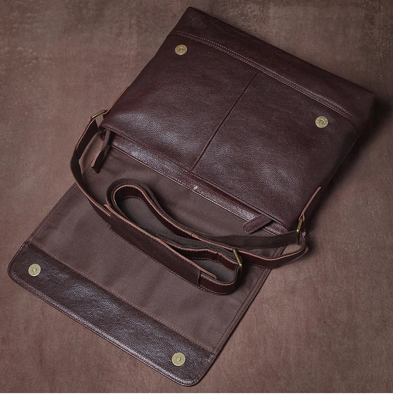 Luxury Design Genuine Leather Shoulder Bag Men's Business Briefcase Natural Cowhide Retro Crossbody Daily Commuter Messenger Bag