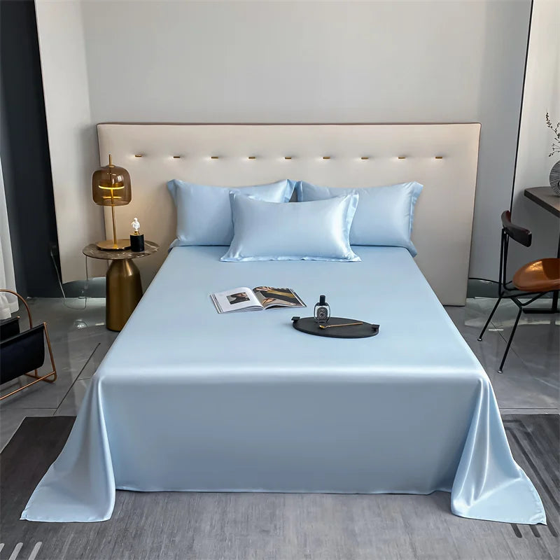 100% Bamboo Bed Sheet Flat Bed Sheets Luxury Flat Sheet Solid Color Single/Double/King/Queen Size Bed Linens Summer Cooling 2024