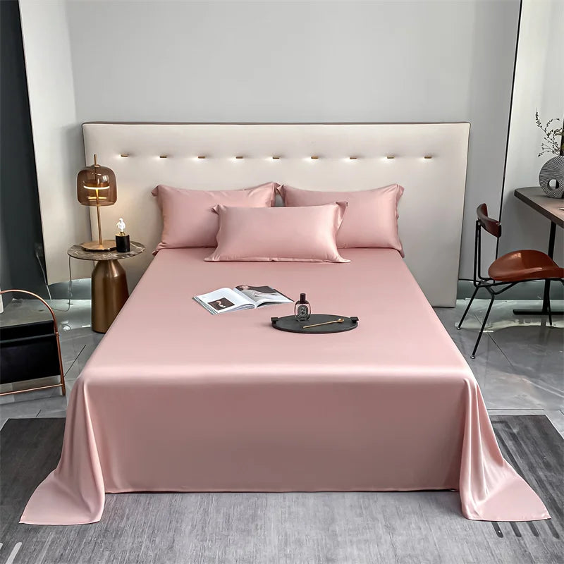 100% Bamboo Bed Sheet Flat Bed Sheets Luxury Flat Sheet Solid Color Single/Double/King/Queen Size Bed Linens Summer Cooling 2024