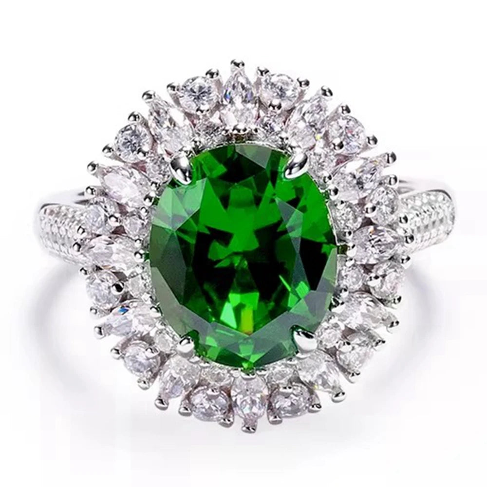 Wong Rain Classic 925 Sterling Silver Oval Cut 10*12MM Ruby Emerald Sapphire Gems Wedding Engagement Ring for Women Fine Jewelry