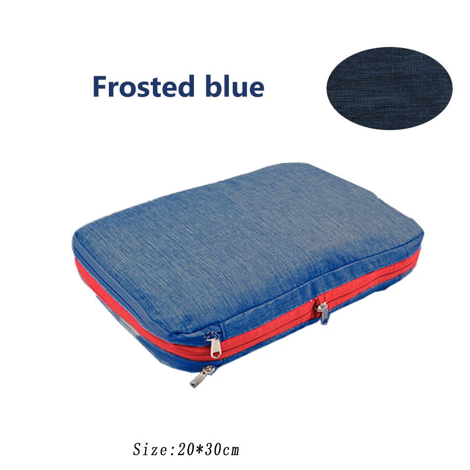 Nylon Travel Compression Packing Cubes Double Layer Portable Pouch Zipper Waterproof Storage Bags for Clothing Shoes Suitcases