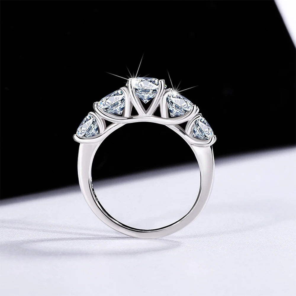 INZEN Classic 3.6~7 Carat Moissanite 925 Sterling Silver Ring, Elegant Romantic Ring, Birthday Anniversary Gift Jewelry