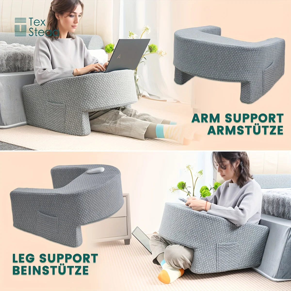 Reading Pillow for Gaming, Extra Large Arm Rest Pillow for Adult, Memory Foam Bed Rest Pillow for Reading, Working,with Rem,1 PC