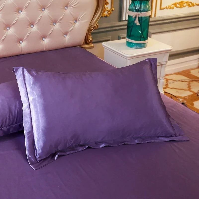 Luxury Silky Smooth Satin Pillowcase Solid Color Envelope Pillow Case Bedding Bedroom Sleep Pillowcover 48x74