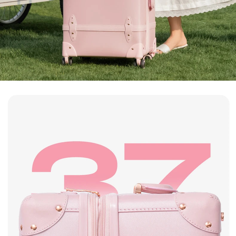 Urecity Vintage Luggage Set 3PCS Luxury Suitcase Expandable Travel Suitcase On Wheels Handmade Retro Rolling Luggage For Women