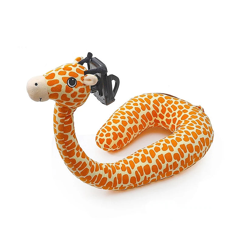 2 In 1 U-shaped Pillow 360 ° Mobile Phone Stand Animal Memory Foam Neck Pillow Travel Home Accessories Comfortable Pillows