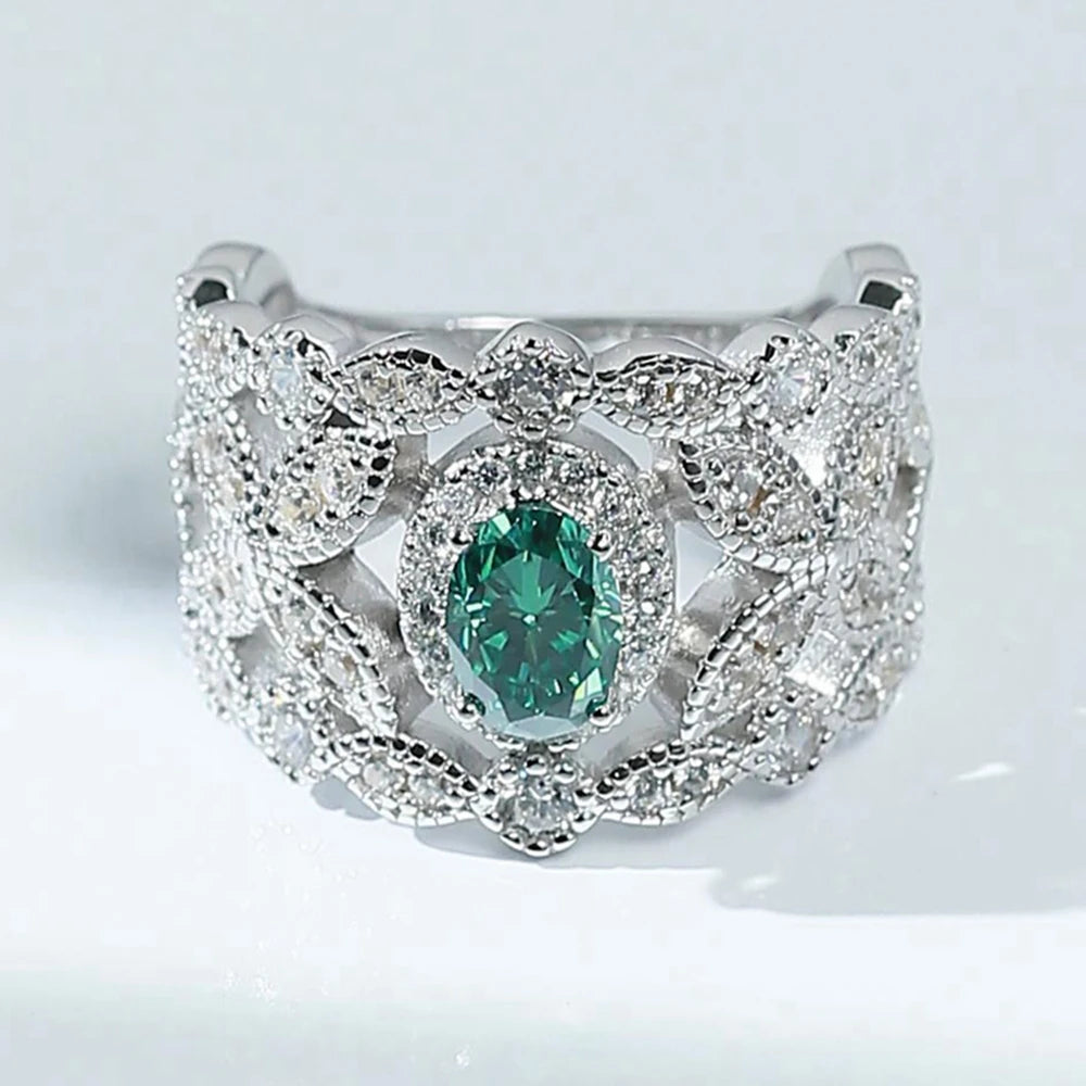 Wong Rain Vintage 925 Sterling Silver 3EX VVS1 Oval Cut 1CT Real Moissanite Diamonds Gemstone Engagement Rings Fine Jewelry Gift