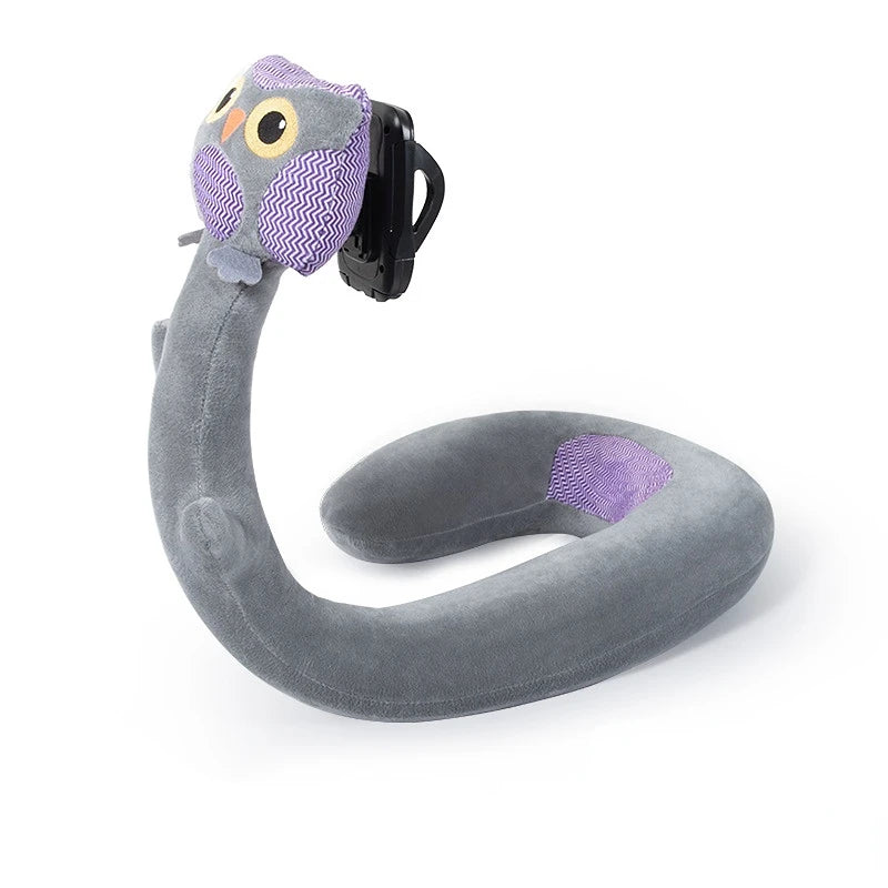 2 In 1 U-shaped Pillow 360 ° Mobile Phone Stand Animal Memory Foam Neck Pillow Travel Home Accessories Comfortable Pillows