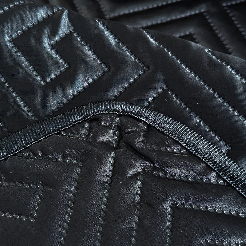 1Pcs Satin Quilted Bedspread, Black Twin Full Queen King Size Ice Silk Mattress Cover, Bed Cover, Coverlet, Bed Sheets
