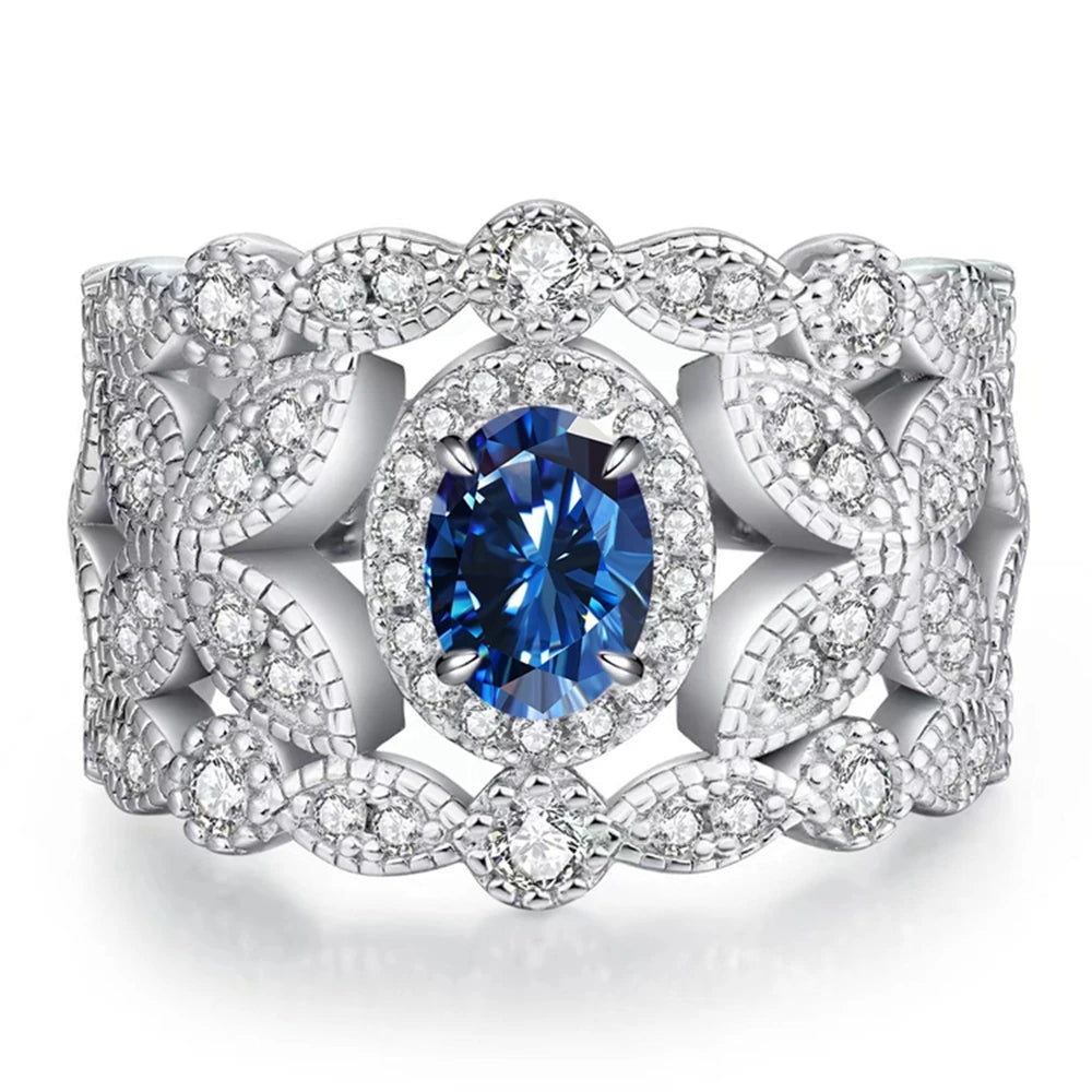 Wong Rain Vintage 925 Sterling Silver 3EX VVS1 Oval Cut 1CT Real Moissanite Diamonds Gemstone Engagement Rings Fine Jewelry Gift