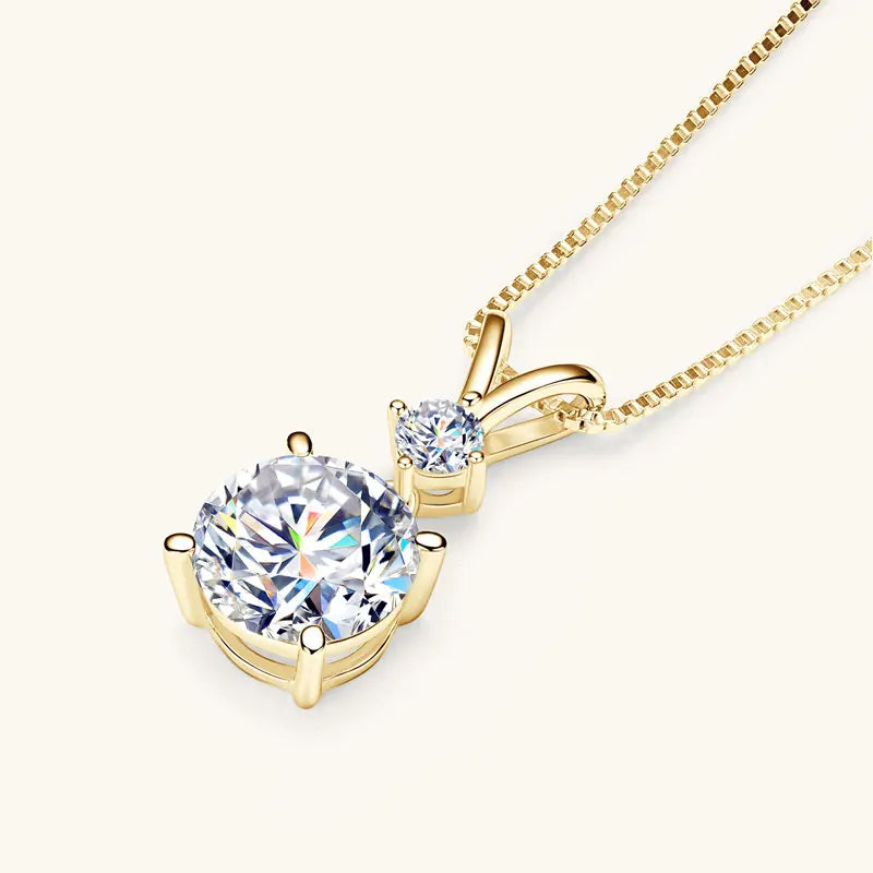 IOGOU 6.5mm/8mm/9mm D VVS1 All Moissanite Diamond Round Pendant Necklace for Women Engagement Luxury Sterling Silver 925 Jewelry