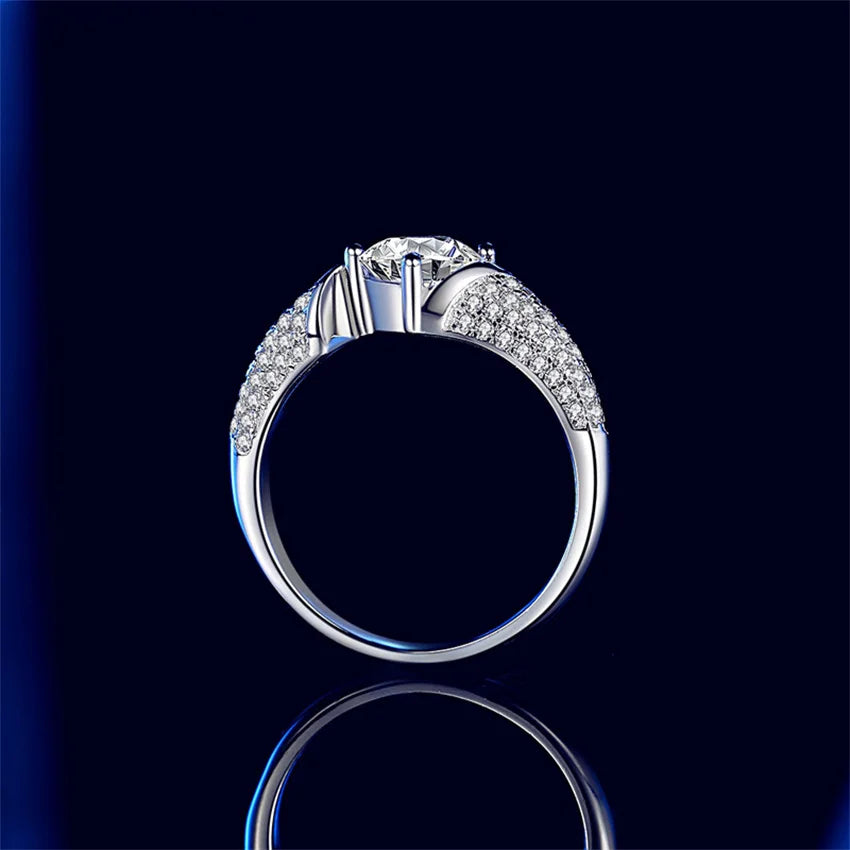Tbestone Real Moissanite Diamond Ring D Color 1 CT925 Sterling Silver Fully Set Gemstones Beautiful Wedding Gift for Women