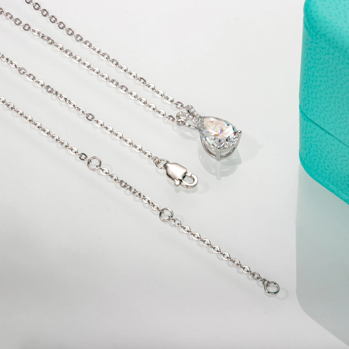 AnuJewel 2.5ct Pear Moissanite Necklace 1.2ct Earrings 925 Sterling Silver Wedding Jewelry Set Valentine's Day Gifts For Girls