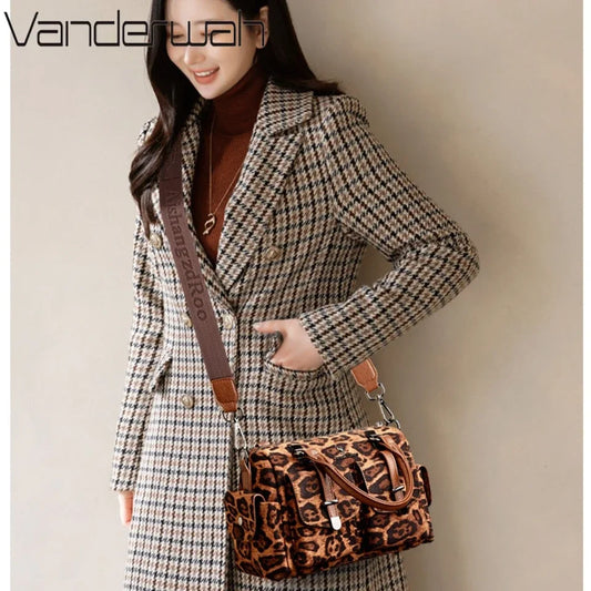 High Capacity Leopard Print Ladies Handbags Versatile Messenger Bags High Quality Luxury Women's Shoulder Bags Ladies'Hand Bags