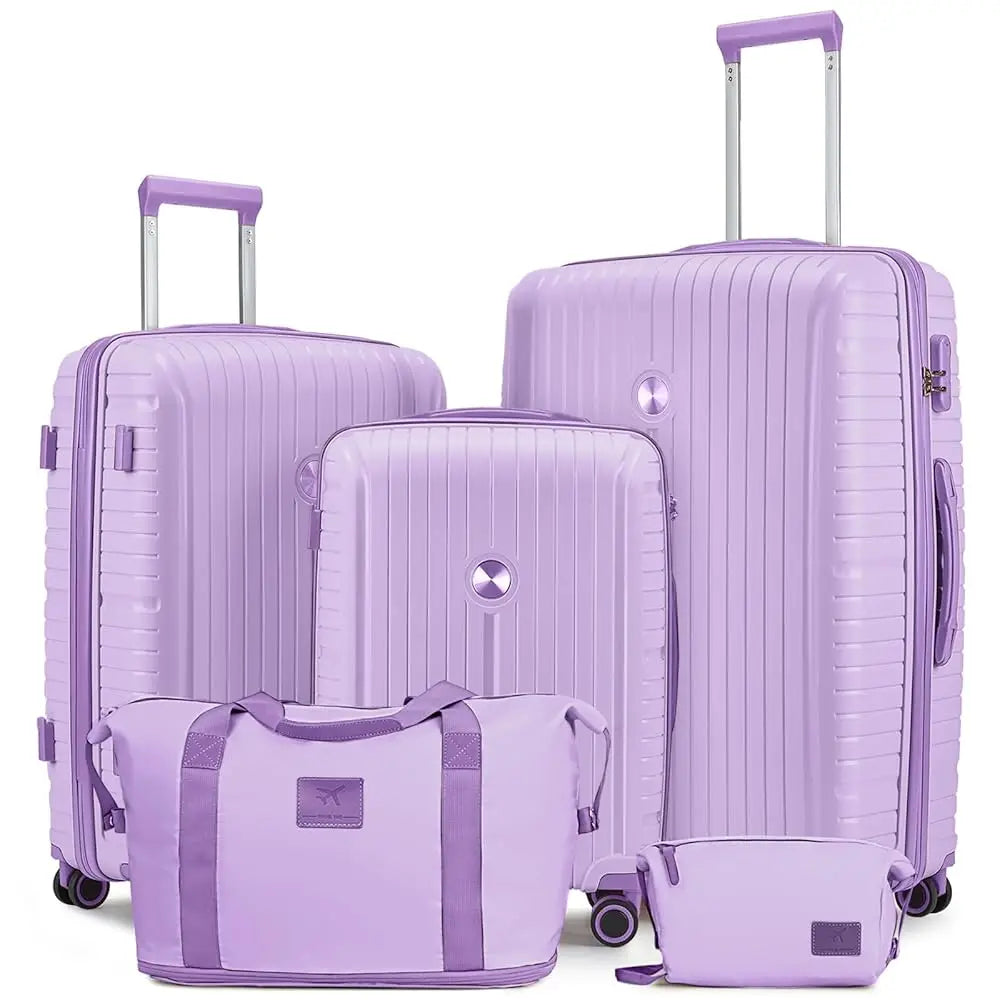 PP Hard Shell Lightweight Durable Luggage Sets, Travel Suitcase with Duffel Bag and Toiletry Bag, TSA Lock, Spinner Wheels