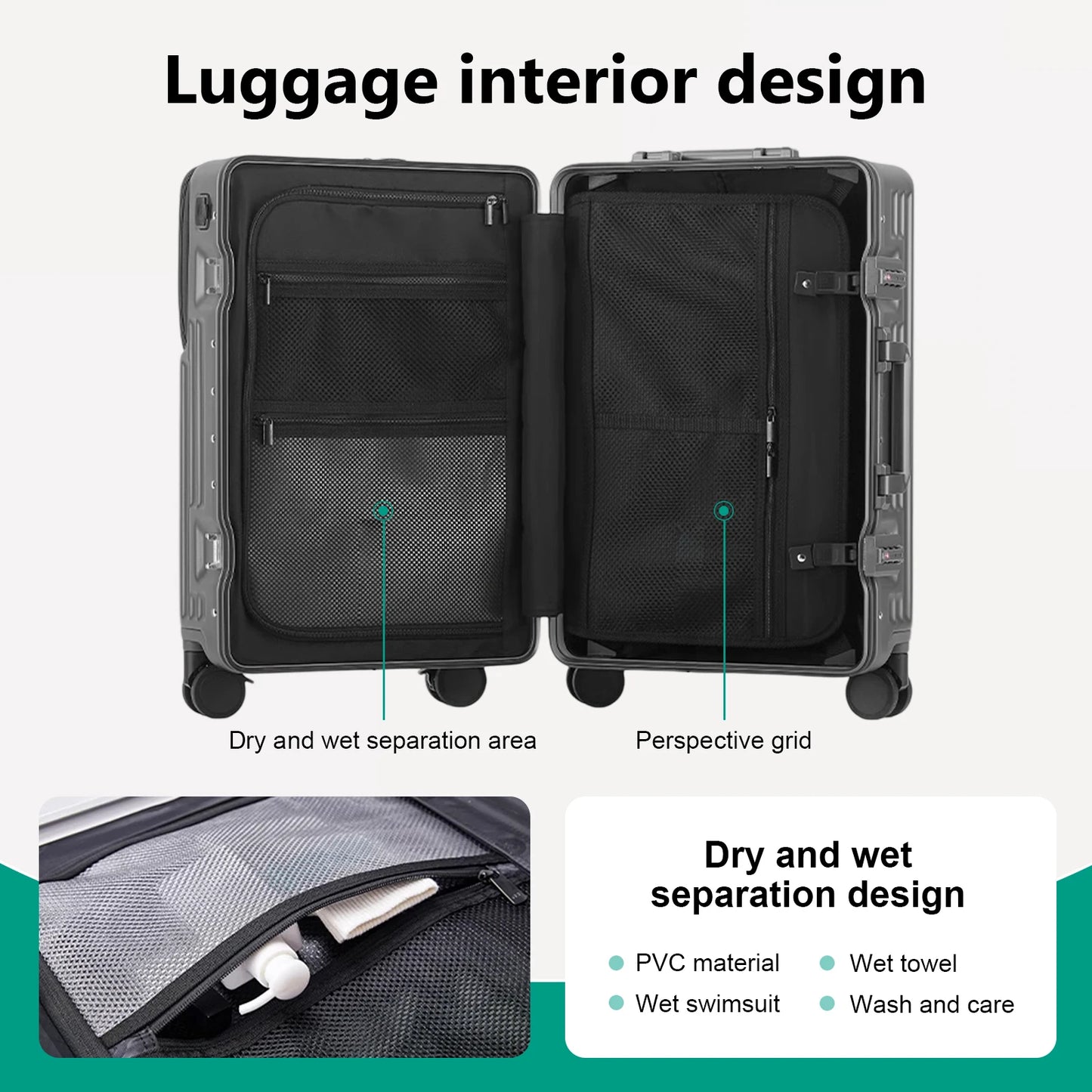 AIWEINY 2025Hard Shell Luggage 20 Inch Travel Luggage, Carry-On Luggage Spinner TSA with Lid, PC+ABS Aluminum Frame 20'' - 26''