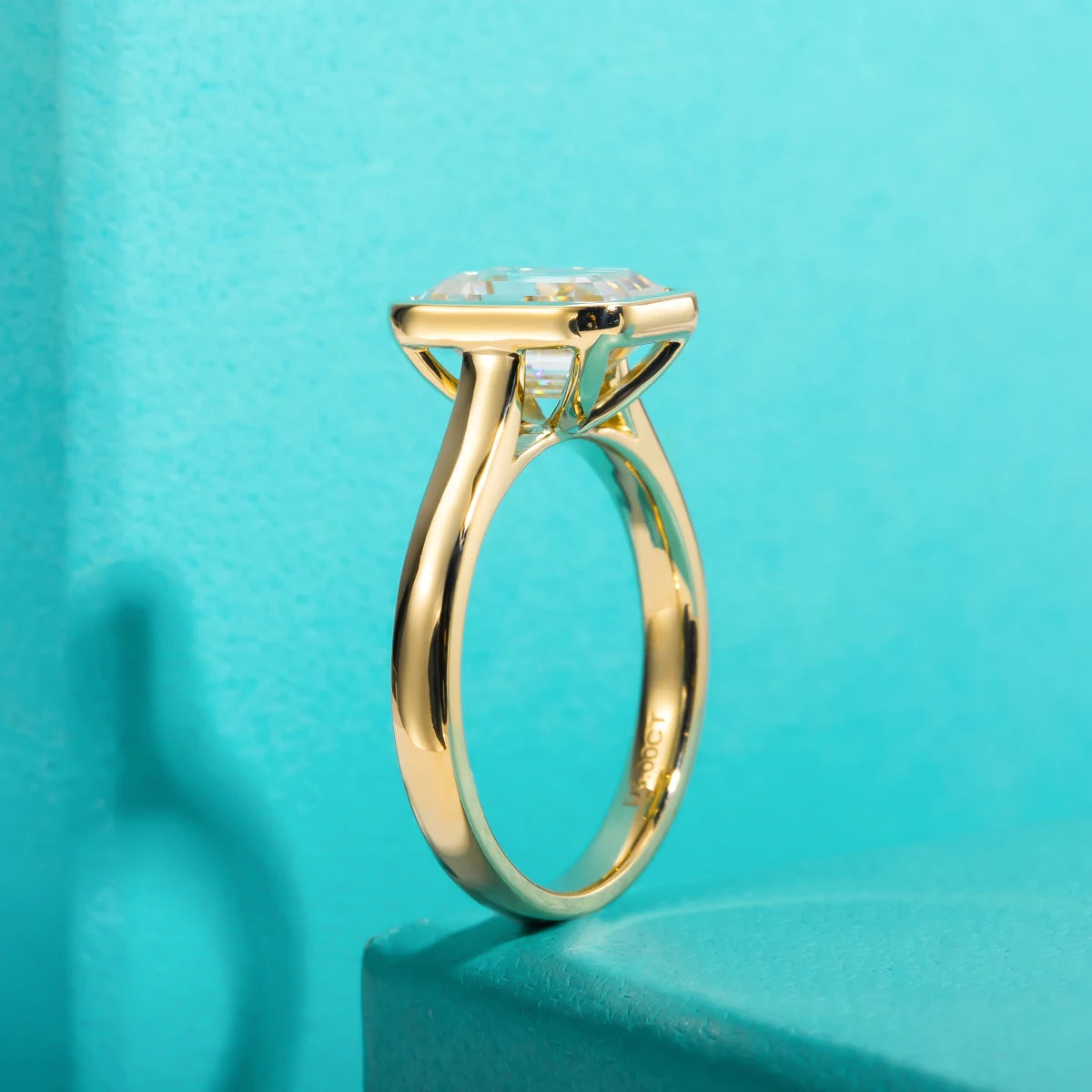 AnuJewel 3ct Emerald Cut D Color Moissanite Engagement Ring Yellow Color 925 Sterling Silver Rings For Women Jewelry Wholesale