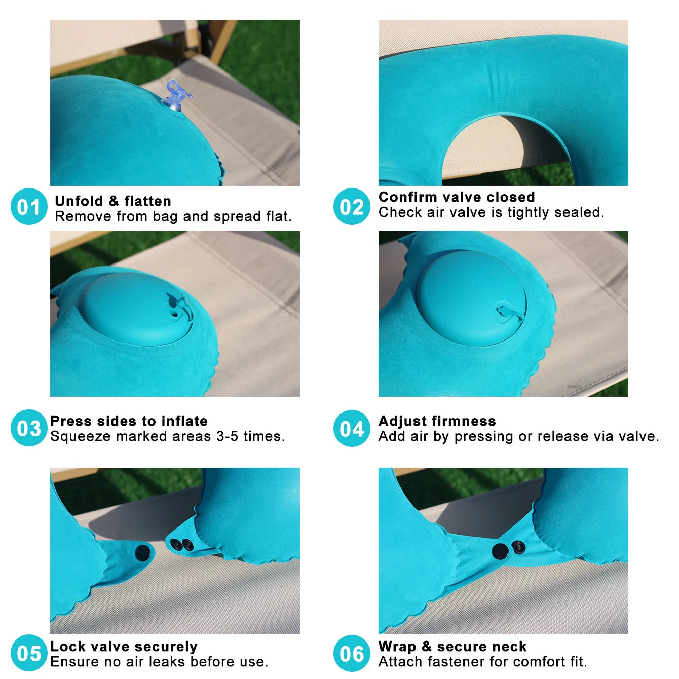 1PC Auto-Pump Inflatable U-Shaped Neck Pillow, Vivid Color Foldable & Portable Design, Ideal for Camping, Travel, and Nap Use.