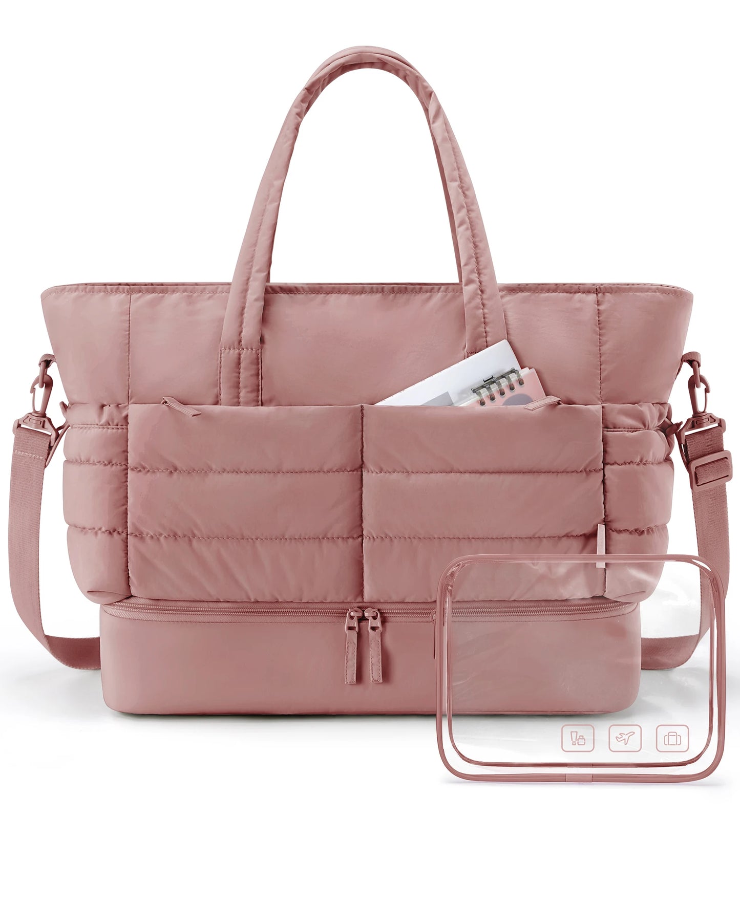 BAGAMRT Travel Bags Puffy Tote Bag Large Capacity Quilted Shoulder Handbag traveling Luggage Bags with Shoe Separation
