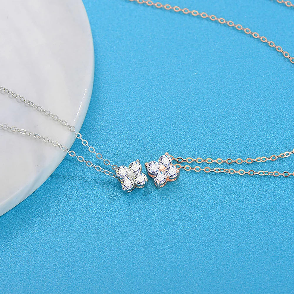 3mm 4-Stone Moissanite Jewelry Set for Women D Color Lab Diamond Stud Earrings Pandant Necklace with Gra Certificates 925 Silver