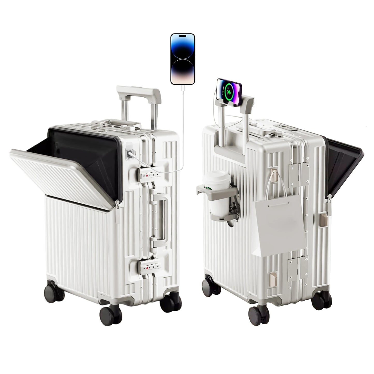AIWEINY 2025Hard Shell Luggage 20 Inch Travel Luggage, Carry-On Luggage Spinner TSA with Lid, PC+ABS Aluminum Frame 20'' - 26''
