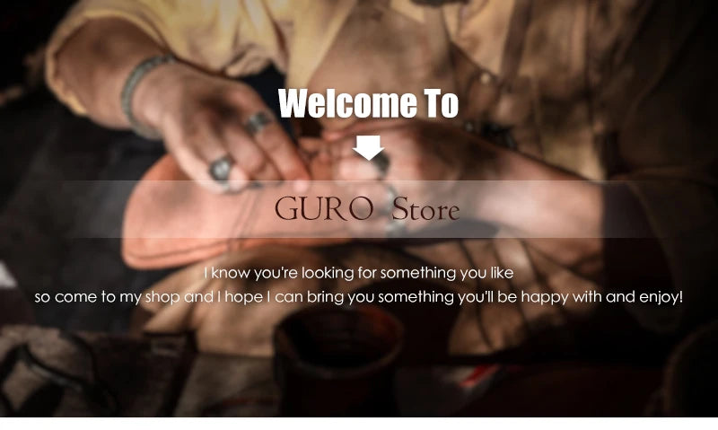GURO Vintage Crazy Horse Cowhide Travel Bag Men's Real Leather Handbag Casual Weekend Camping Luggage Bag Daily Gym Shoulder Bag