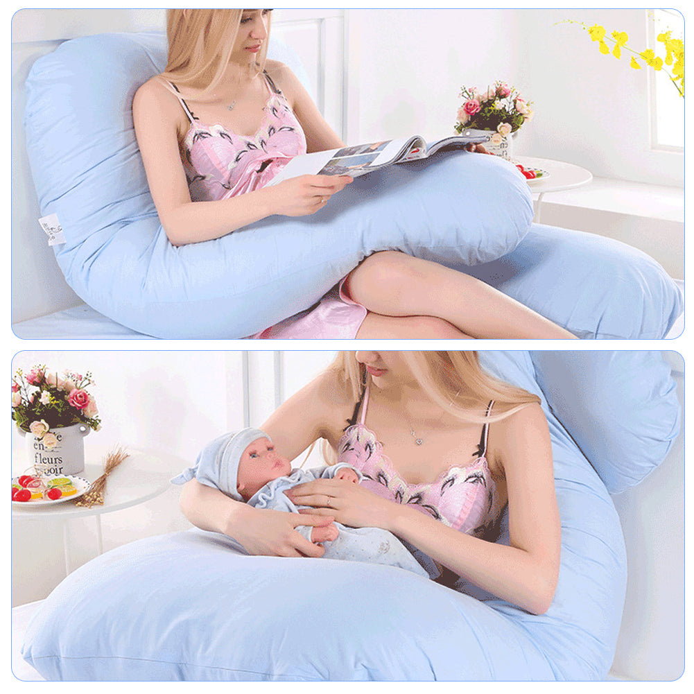 Full Body Support U-Shaped Pillow Cotton Pillowcase Comfy Breathable Pillow Case For Living Room U-shaped nap pillow Case