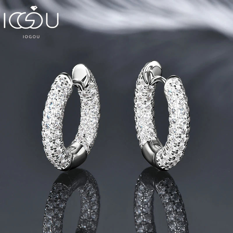 IOGOU 925 Sterling Silver Full Moissanite Diamond Earrings for Women Men Ice Out Hoop Earrings Fine Jewelry 2025 Hip Hop Fashion