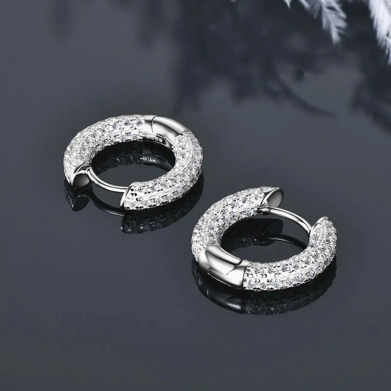 IOGOU 925 Sterling Silver Full Moissanite Diamond Earrings for Women Men Ice Out Hoop Earrings Fine Jewelry 2025 Hip Hop Fashion