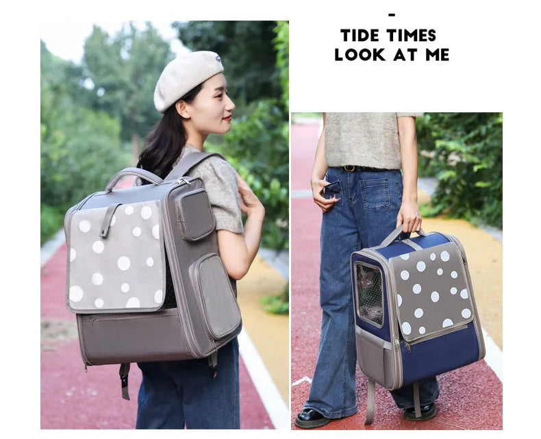 Multifunctional pull rod pet bag portable cat suitcase cat bag outing large capacity double shoulder breathable pet backpack