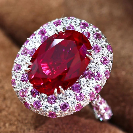 WUIHA Vintage 925 Sterling Silver 7.65 CT Lab Sapphire Ruby High Carbon Diamonds Gemstone Wedding Engagement Ring Fine Jewelry