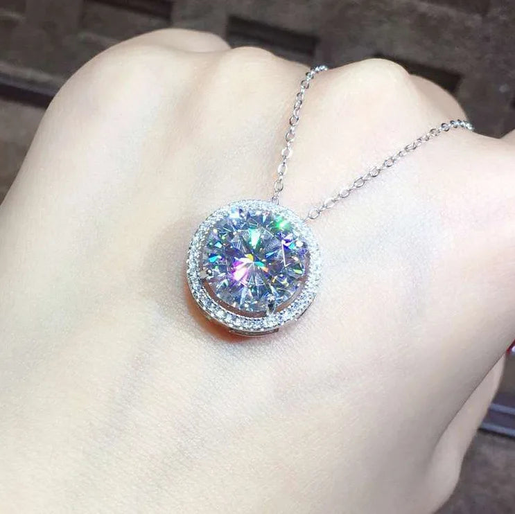 Solitaire 3ct Lab Moissanite Diamond Pendant Real 925 Sterling Silver Charm Party Wedding Pendants Necklace For Women Jewelry