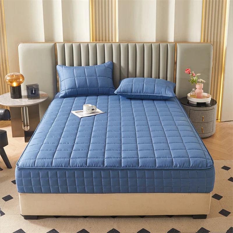 Six Sides All Inclusive Mattress Cover with Zipper Thicken Fitted Sheet Quilted Mattress Protector Pad Couple Customized Size
