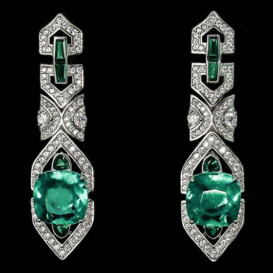 WUIHA Vintage 100% 925 Sterling Silver Cushion Cut Lab Sapphire Emerald High Carbon Diamonds Drop Dangle Earrings Fine Jewelry