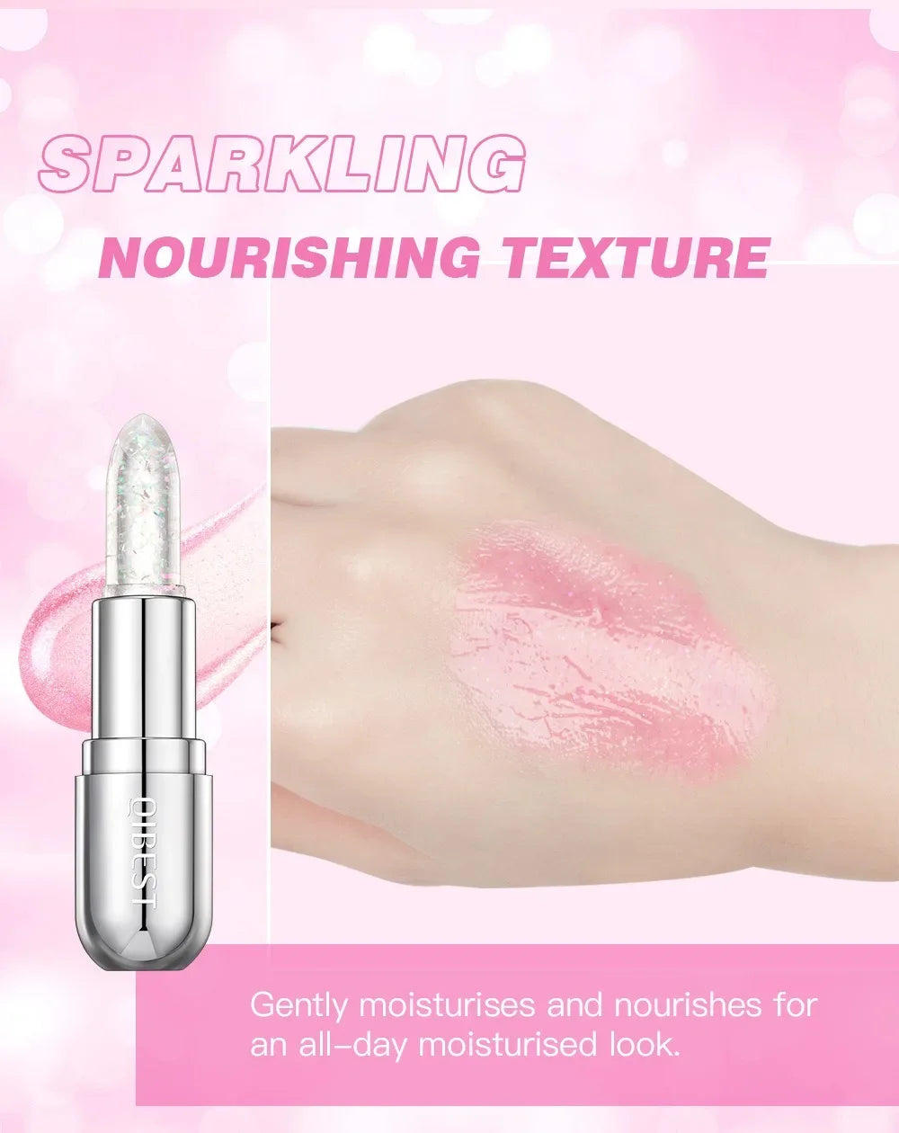 Soft Jelly Lipstick Color Changing Glossy Hydrating Moisturizing Glitter Lip Stick Sparkling Sequins Turning Red Shade Lip Balm