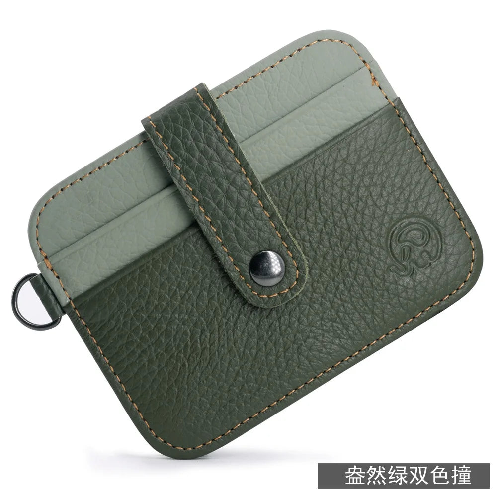 100% Cowhide Leather Credit Card Holder Women Men Mini Slim Small Coin Purse Bank ID Card Case Package Pouch Card Holder