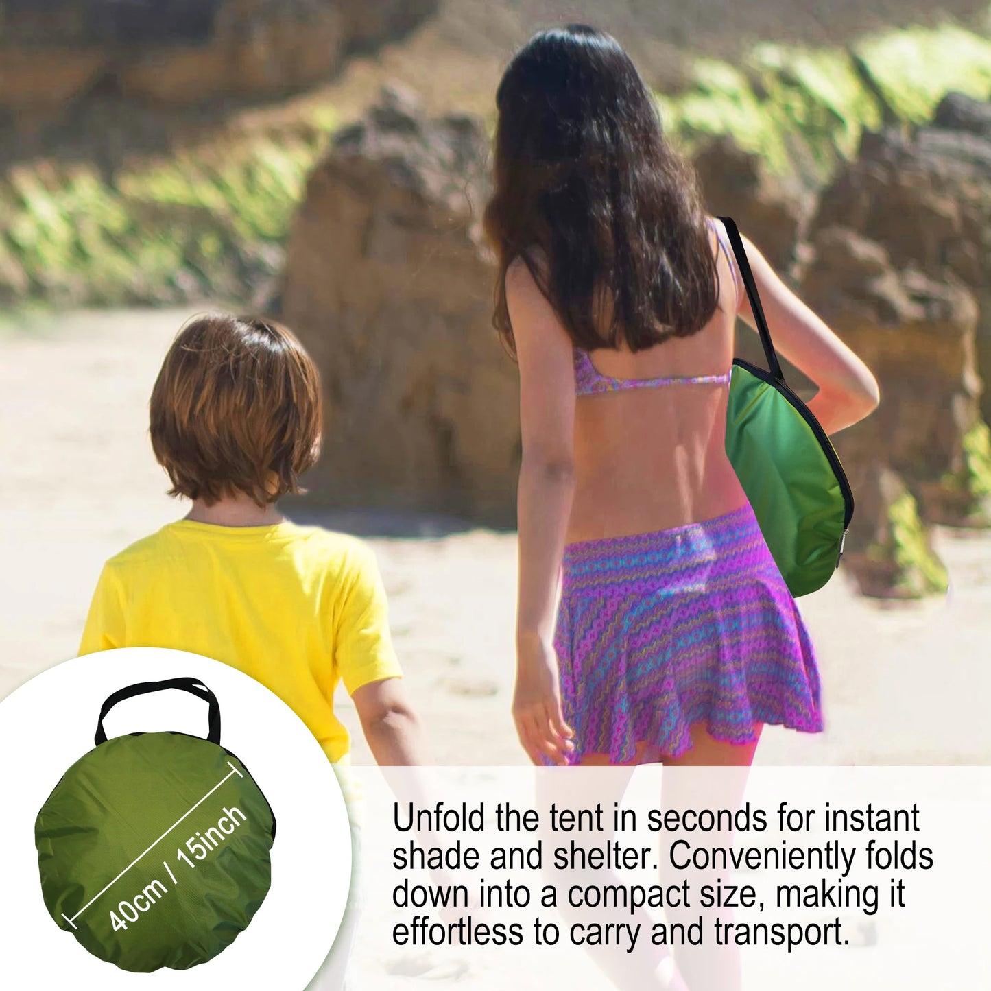 Pop-Up Beach Tent UV-resistant & Waterproof Sun Shade Shelter for Camping