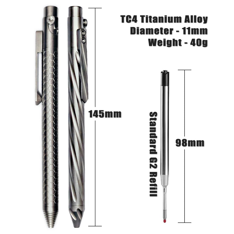 Bolt Action Titanium Alloy Tactical Pen Business Signature Pen Student Stationery Emergency Glass Breaker Self Defense Supplies